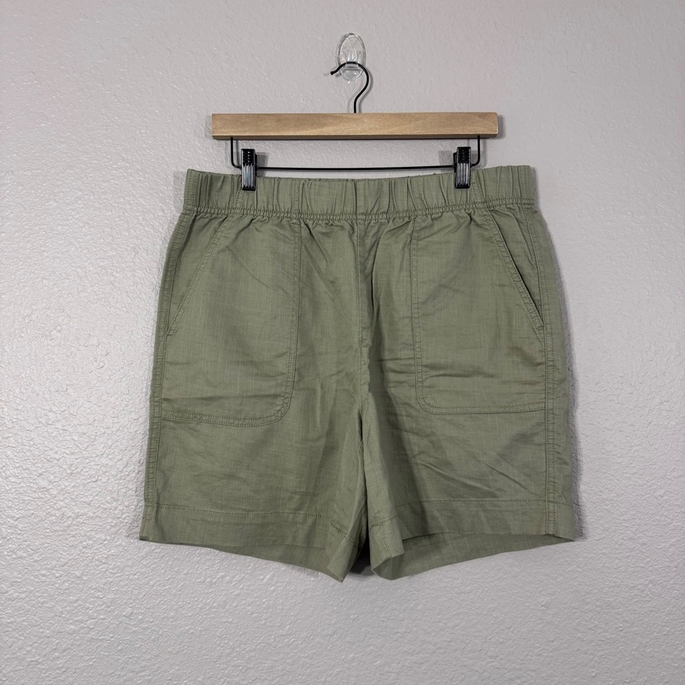 Chico's Women's Size 12 Green Cotton Linen Blend Elastic Waist Pull On Shorts